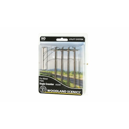 Woodland Scenics HO Scale Pre-Wired Poles Single Crossbar WOO2265